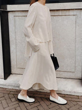 Round Neck Slit Irregular Skirt Retro Casual Suit