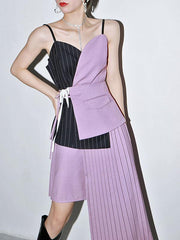 Asymmetric Contrast Color Bandage Vest