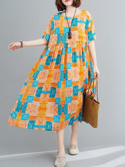 Original Printed Round-Neck Short Sleeve Dress