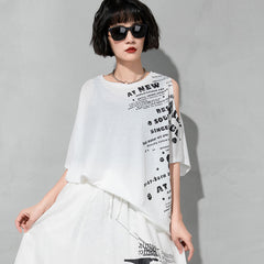 Short-Sleeved Round Neck Strapless T-Shirt