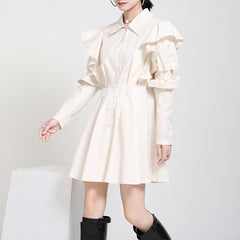 Women Ruffled Long Sleeve Dress