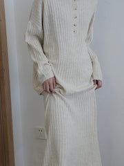 Winter Solid Simple Splited Skirt