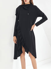 Women Hooded Irregular Loose Dress