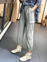 Loose Black&Gray Tied Casual Pants
