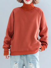 Plain Thickening Stitching High Neck Sweatshirt