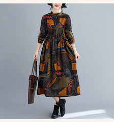 Women Retro Print Loose Dress