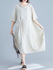 Solid Ruffled Short Sleeves Dress