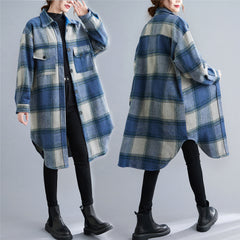Retro Loose Plaid Lapel Shirt