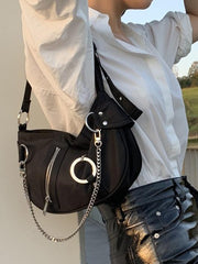 Retro Chain Split-Joint Nylon Bag