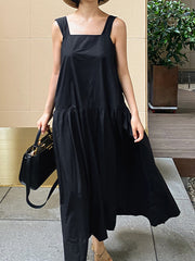 Women Over Knee Ruffle Doll Dress Casual Suspender Dress