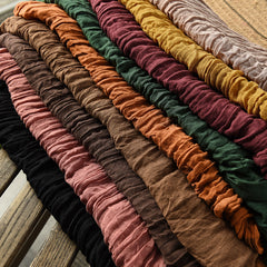Retro Casual Pleated Solid Color Long Shawl Scarf