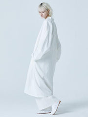 Simple White Split-joint Long Outwear