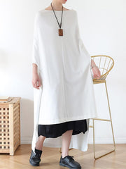Loose Batwings Sleeves Irregular Long Shirt