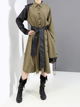 Women Color Matching Irregular Shirt Dress