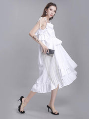 Irregular Falbala Slip Dress