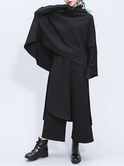 Women Irregular Stitching Elastic Waist Loose Casual Pants