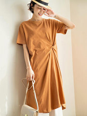 Solid Loose Simple Kink Dress