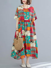 Loose Ethnic Style Print Dress