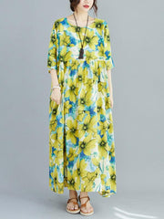 Plus Size Loose Floral Maxi Dress
