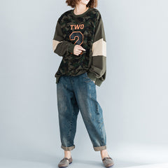 Vintage Printed Letters Loose Sweatshirt