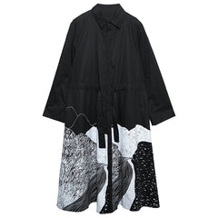 Women Stitching Printed Shirt Dress