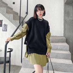 Irregular Splicing Fake Two Pieces Sweater