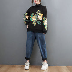 Leisure Floral Floral Loose-Fitting Hoodie