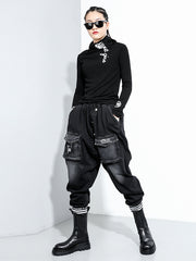 Loose Pocket Split-Joint Harem Pants