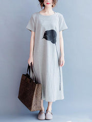 Gray Casual Cotton blend T-shirt Dress