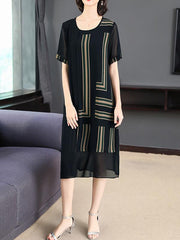Chiffon Loose Split-joint Striped Dress