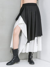 Cropped Splicing Split-Side Contrast Color Skirt