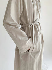 Women Lapel Retro Long Sleeve Casual Dress