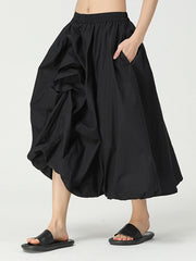 Solid Color Irregular Flower Bud Skirt