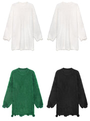 Urban Loose Solid Color Fleece Midi Dress