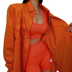 Loose Right-Angle Shoulder Stitching Long Sleeve Shirt