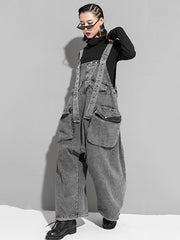 Loose Washed Jean Sleeveless Jumpsuit