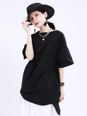 Loose Back Cropped Cotton T-Shirts