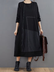 Vintage Patchwork Loose Dresses