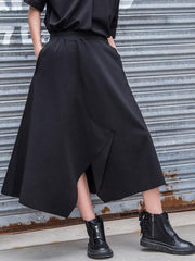Casual A-Line Cropped Split-Front Skirt
