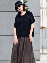 Bat Sleeve Drawstring Casual Short Sleeve T-shirt