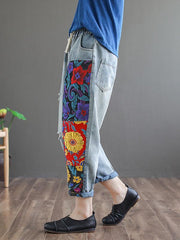 Vintage Hollow Splicing Embroidered Harem Pants