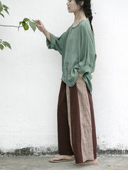 Women Color Matching Loose Irregular Casual Pants