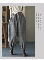 Women Retro Loose Stitching Casual Pants