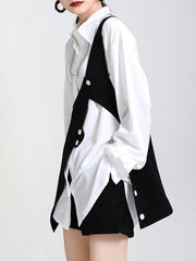 Minimalist Slpit-Joint Two-Piece Shirt Top