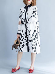 Printed Mid-Length Loose Lapel Shirt
