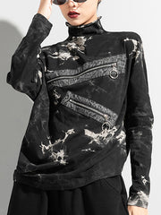 Women Tie Dye Long Sleeve Stand Collar Sweatshirt