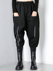 Women Solid Color Pocket Loose Casual Pants