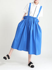 Solid Color Ruffled Loose Age Reduce Strap Dress