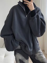 Women Retro Stand Collar Sweatshirt