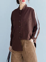 Loose Strip Cropped Shirt